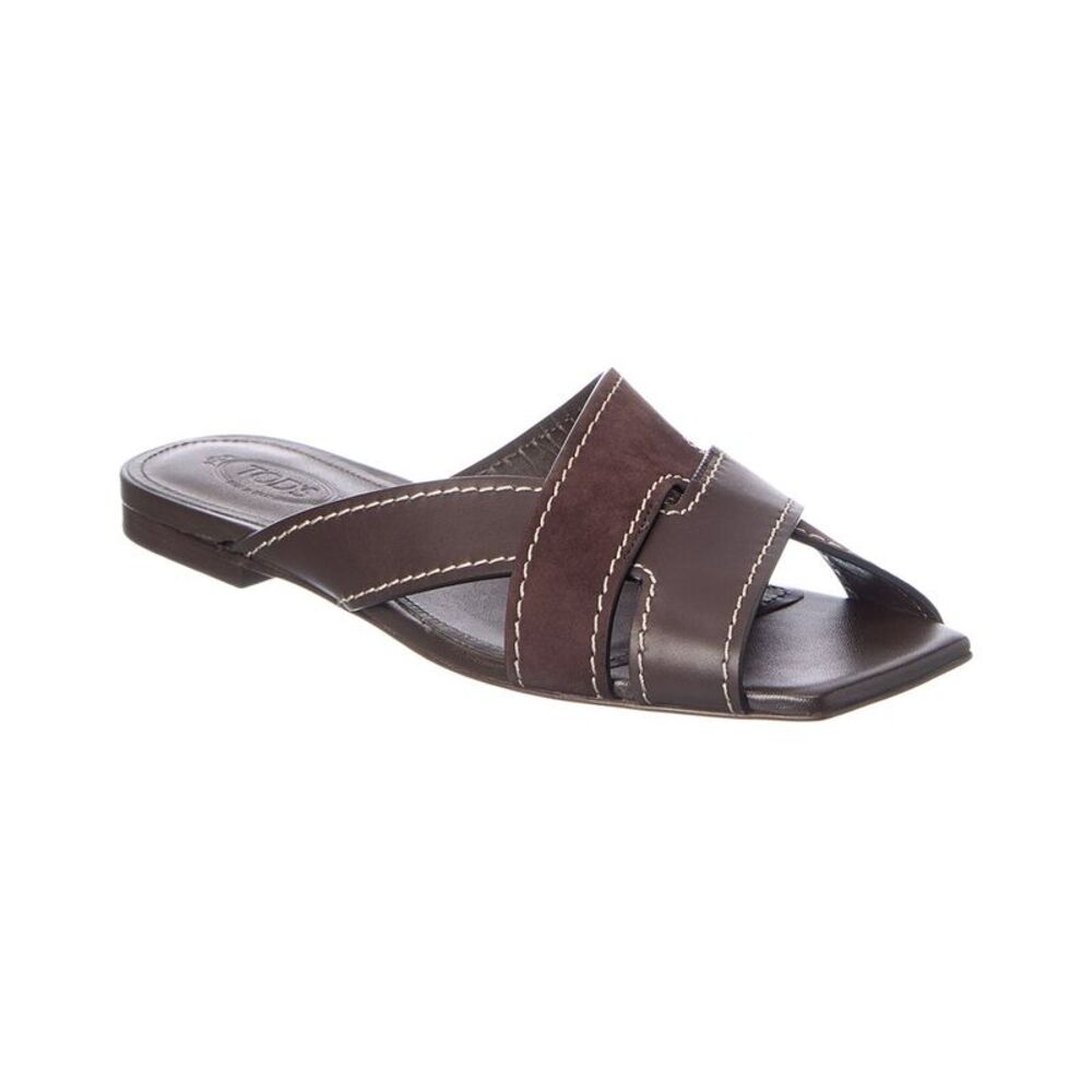 Tod's Suede & Leather Sandal, Brown